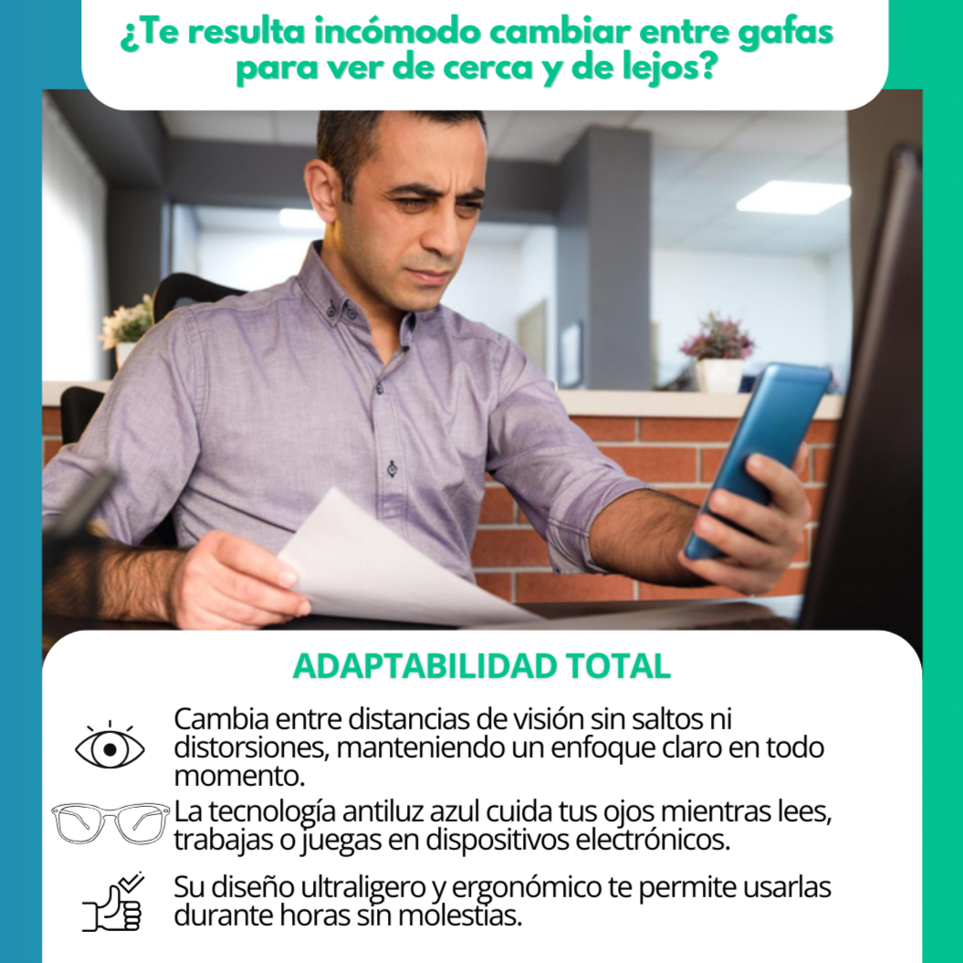 Gafas Multifocales Inteligentes TR90 con Zoom Automatico, Proteccion de Luz Azul y Amarilla