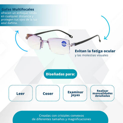 Gafas Multifocales Inteligentes TR90 con Zoom Automatico, Proteccion de Luz Azul y Amarilla